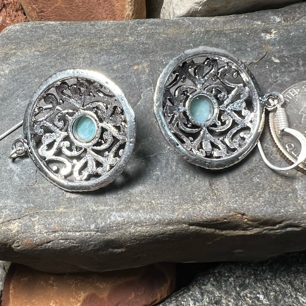 Genuine Larimar earrings (Z-6) - Picture 9 of 9